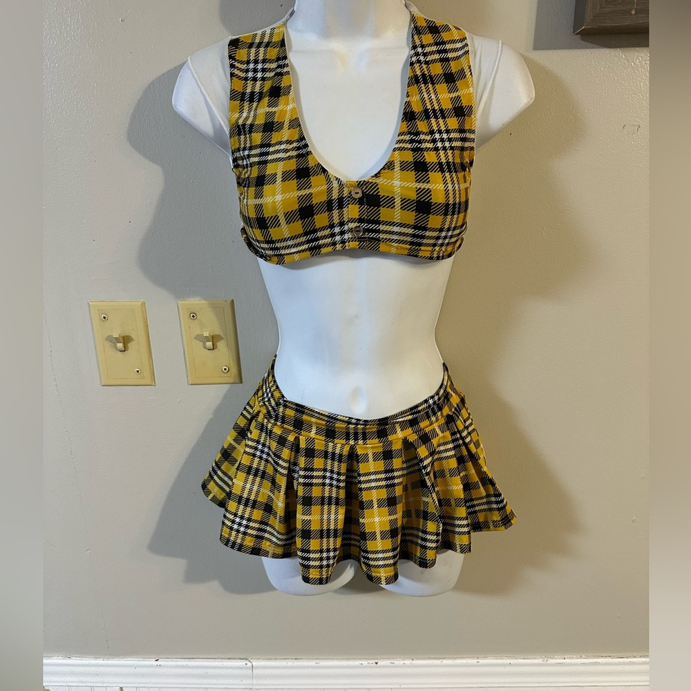 Yellow Plaid Women's Skirt Set